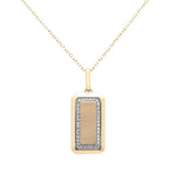 .15ct G SI 14K Yellow Gold Diamond Trendy Dog Tag Design Pendant Necklace 18" Chain