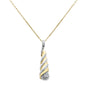 .25ct G SI 14K Yellow Gold Modern Dome Diamond Drop Pendant Necklace 18" Chain