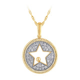 .25ct G SI 14K Yellow Gold Star Medallion Diamond Pendant Necklace 18" Chain