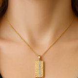 <span style="color:purple">SPECIAL!</span>.10ct G SI 14K Yellow Gold Diamond Nugget Chevron Matte Finish Pendant Necklace 18" Chain