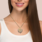 <span style="color:purple">SPECIAL!</span>.24ct G SI 14K Yellow Gold Diamond Cut out Heart Pendant Necklace 18" Chain