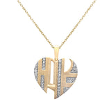 <span style="color:purple">SPECIAL!</span>.24ct G SI 14K Yellow Gold Diamond Cut out Heart Pendant Necklace 18" Chain