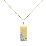 .19ct G SI 14K Yellow Gold Diamond Dog Tag Design Chevron Pendant Necklace