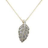 .49ct G SI 14K Yellow Gold Leaf Design Diamond Pendant Necklace 18" Chain
