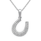 <span style="color:purple">SPECIAL!</span>.36ct G SI 14K White Gold Diamond Horeshoe Pendant Necklace 18" Chain