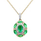 <span style="color:purple">SPECIAL!</span>.89ct G SI 14K Yellow Gold Diamond & Emerald Gemstone Pendant Necklace 18" Chain