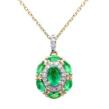 <span style="color:purple">¡ESPECIAL!</span>.89 ct G SI Diamante y Esmeralda en Oro Amarillo de 14K Colgante con Cadena de 18"