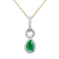 <span style="color:purple">SPECIAL!</span> .58ct G SI 14K Yellow Gold Diamond & Emerald Gemstone Pendant Necklace 18" Chain