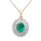 <span style="color:purple">SPECIAL!</span>2.51ct G SI 14K Yellow Gold Diamond & Emerald Gemstone Pendant Necklace 18" Chain