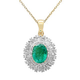 <span style="color:purple">¡ESPECIAL!</span>Collar con colgante de diamante y esmeralda de oro amarillo de 14K, 2,51 ct G SI, con cadena de 18 pulgadas