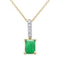 <span style="color:purple">SPECIAL!</span> .94ct G SI 14K Yellow Gold Diamond & Emerald Gemstone Pendant Necklace 18" Chain