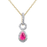 <span style="color:purple">SPECIAL!</span>.70ct G SI 14K Yellow Gold Diamond & Ruby Gemstone Pendant Necklace 18" Chain