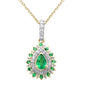 <span style="color:purple">SPECIAL!</span> .71ct G SI 14K Yellow Gold Diamond & Emerald Gemstone Pendant Necklace 18" Chain