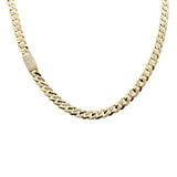 <span style="color:purple">¡ESPECIAL!</span> Cadena de collar cubana redonda de diamante y lisa de 7 mm 3,65 ct G SI de oro amarillo de 14K de 50,8 cm de largo