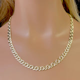 <span style="color:purple">¡ESPECIAL!</span> Cadena de collar cubana redonda de diamante y lisa de 7 mm 3,65 ct G SI de oro amarillo de 14K de 50,8 cm de largo