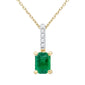 <span style="color:purple">SPECIAL!</span>.96ct G SI 14K Yellow Gold Diamond & Emerald Gemstone Pendant Necklace 18" Chain