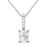 .76ct G SI 14K White Gold Radiant Cut Diamond Pendant Necklace 18" Chain