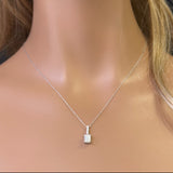 .76ct G SI 14K White Gold Radiant Cut Diamond Pendant Necklace 18" Chain