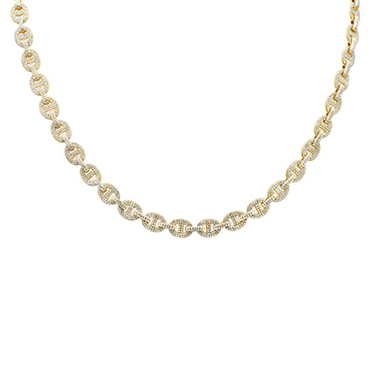 <span style="color:purple">SPECIAL!</span>5.29ct G SI 14K Yellow Gold Diamond Mariner Link Necklace 20" Chain