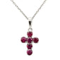.47ct G SI 14K White Gold Ruby Gemstone Cross Pendant Necklace 18" Chain