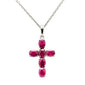 <span style="color:purple">SPECIAL!</span>1.06ct G SI 14K White Gold Ruby Gemstone Cross Pendant Necklace 18" Chain