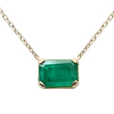 <span style="color:purple">SPECIAL!</span> .99ct G SI 14K Yellow Gold Emerald Gemstone Solitaire Pendant Necklace 18" Chain