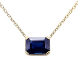 <span style="color:purple">SPECIAL!</span>1.23ct G SI 14K Yellow Gold Blue Sapphire Gemstone Solitaire Pendant Necklace 18" Chain