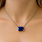 <span style="color:purple">SPECIAL!</span>1.08ct G SI 14K White Gold Blue Sapphire Gemstone Solitaire Pendant Necklace 18" Chain