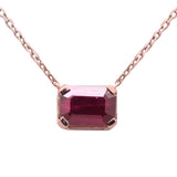 .98ct G SI 14K Rose Gold Ruby Gemstone Solitare Pendant Necklace 18" Chain