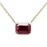 .76ct G SI 14K Yellow Gold Ruby Gemstone Solitaire Pendant Necklace 18" Chain