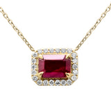 1.22ct G SI 14K Yellow Gold Diamond & Ruby Gemstone Eagle Claw Prong Set Pendant Necklace 18" Chain