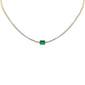 <span style="color:purple">SPECIAL!</span>4.64ct G SI 14K Yellow Gold Diamond & Emerald Gemstone Tennis Necklace 16" Long