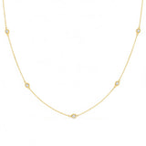 .25ct G SI 14kt Yellow Gold Pear Diamond Bezel Set Station Pendant Necklace 16+2" Long