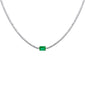 <span style="color:purple">SPECIAL!</span>4.79ct G SI 14K White Gold Diamond & Emerald Gemstone Tennis Necklace 16" Long