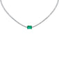 <span style="color:purple">SPECIAL!</span>7.98ct G SI 14K White Gold Diamond & Emerald Gemstone Tennis Necklace 16" Long