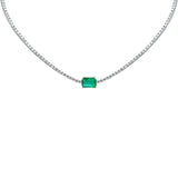 <span style="color:purple">SPECIAL!</span>7.98ct G SI 14K White Gold Diamond & Emerald Gemstone Tennis Necklace 16" Long