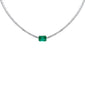 <span style="color:purple">SPECIAL!</span>12.47ct G SI 14K White Gold Diamond & Emerald Gemstone Tennis Necklace 16" Long