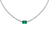 <span style="color:purple">¡ESPECIAL!</span>12.47ct G SI Oro blanco de 14K Diamante y Esmeralda Collar de tenis de piedras preciosas 16" de largo