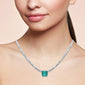 <span style="color:purple">SPECIAL!</span>16.50ct G SI 14K White Gold Diamond & Emerald Gemstone Tennis Necklace 16" Long