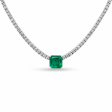 <span style="color:purple">SPECIAL!</span>16.50ct G SI 14K White Gold Diamond & Emerald Gemstone Tennis Necklace 16" Long