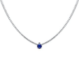 <span style="color:purple">SPECIAL!</span>5.18ct G SI 14K White Gold Diamond & Blue Sapphire Gemstone Tennis Necklace 16" Long
