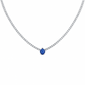 <span style="color:purple">SPECIAL!</span>5.18ct G SI 14K White Gold Diamond & Blue Sapphire Gemstone Tennis Necklace 16" Long