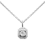 .27ct G SI 14K White Gold Emerald Cut Diamond Petite Pendant Necklace 18" Chain