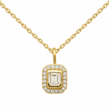 <span style="color:purple">SPECIAL!</span>.25ct G SI 14K Yellow Gold Emerald Cut Diamond Petite Pendant Necklace 18" Chain
