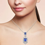 <span style="color:purple">SPECIAL!</span>5.54ct G SI 14K White Gold Diamond & Natural Tanzanite Gemstone Pendant