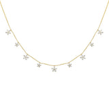 .52ct G SI 14K Yellow Gold Diamond Flower Dangle Pendant Necklace 18" Long