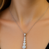 .51ct G SI 14K White Gold Diamond Graduated Journey 5 Stone Pendant Necklace 18" Long