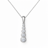 .51ct G SI 14K White Gold Diamond Graduated Journey 5 Stone Pendant Necklace 18" Long