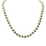 11.53ct G SI 14K Yellow Gold Diamond & Emerald Gemstone Clover Design Necklace 16" Long