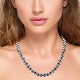 13.18ct G SI 14K White Gold Diamond & Blue Sapphire Gemstone Clover Design Necklace 16" Long